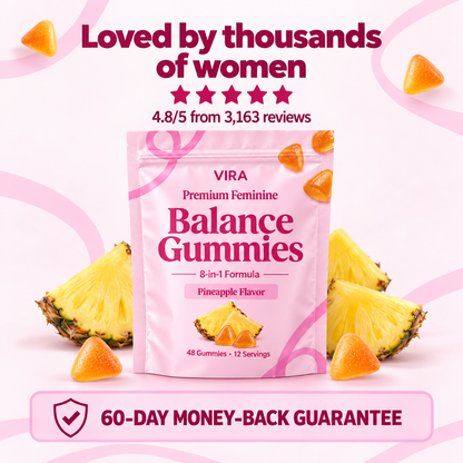 VIRA Balance Gummies rated 4.8/5 from 3,163 reviews with a 60-day money-back guarantee